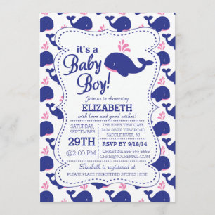 Det är en liten val pojke nautisk baby shower inbjudningar