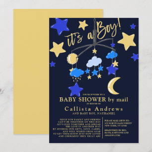 Det är en Måne Stars Mobile Baby Shower by Mail Inbjudningar