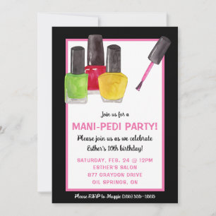 Det är en Mani-Pedi Party! Nagel polska Födelsedag Inbjudningar
