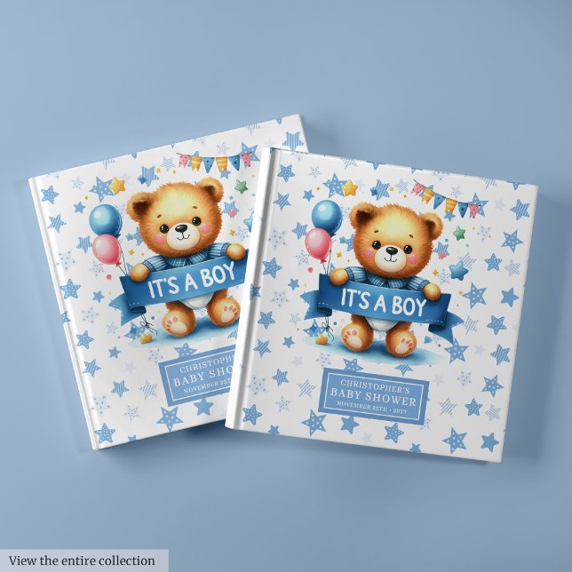 Det är en nalle barndusch. gästböcker (Adorable It’s a boy teddy bear baby shower Guest Book )