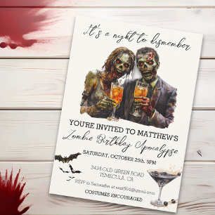 Det är en natt att slita Halloween Zombie i stycke Inbjudningar