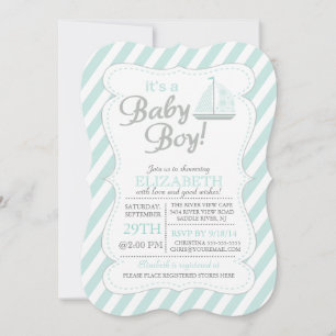 Det är en nautisk baby shower för pojkesegelbåt inbjudningar