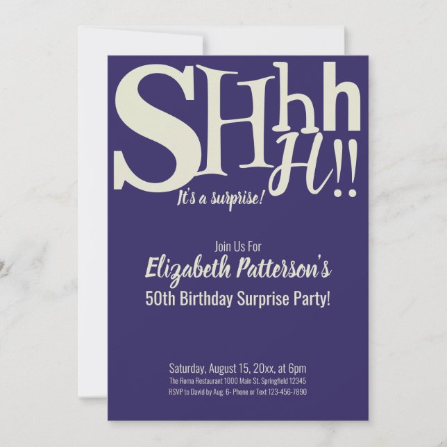 Det är en överraskande Födelsedagsfest Vuxen Blue Inbjudningar (Framsida)