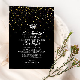 Det är en överraskning Guld-konfetti på Black Part Inbjudningar