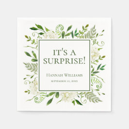 Det är en överraskning Vita Hydrangeas Baby Shower Pappersservett
