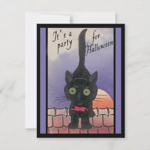 Det är en Party för Halloween Black Cat-inbjudning Inbjudningar