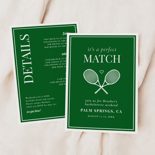 Det är en Perfekt Match Tennis Bachelorette Inbjudningar (Skapare uppladdad)