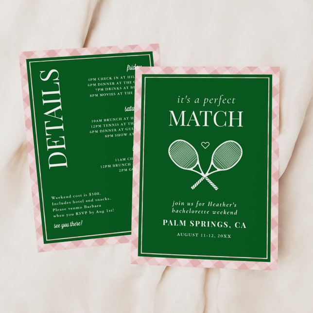 Det är en Perfekt Match Tennis Bachelorette Inbjudningar (Skapare uppladdad)