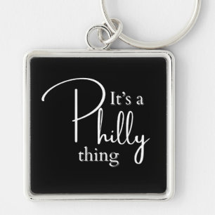 Det är en Philly Sak Fyrkantig Silverfärgad Nyckelring