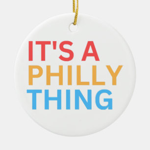 DET ÄR EN PHILLY SAK JULGRANSPRYDNAD KERAMIK