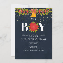 Det är en Poinsettia Bell-julbabyskor Inbjudningar