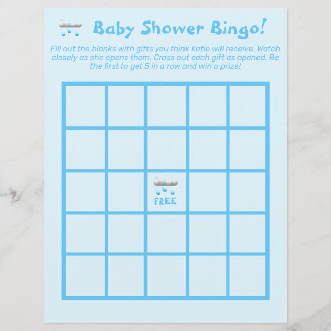 Det är en pojk-Anpassade Baby Shower Bingo (Framsida)