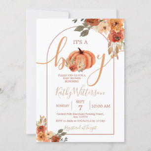 Det är en pojk-Arch Rustic Blommigt Baby Shower Inbjudningar
