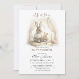 Det är en pojk Baby Bunny och Mamma Baby Shower Inbjudningar