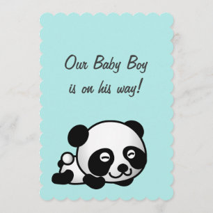 Det är en pojk Babydusch Sweet Lycklig Panda on Inbjudningar