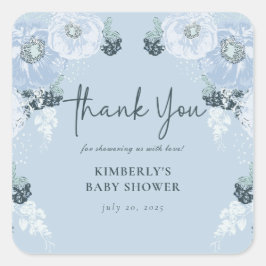 Det är en pojk-blå Blommigt-babyskor Fyrkantigt Klistermärke