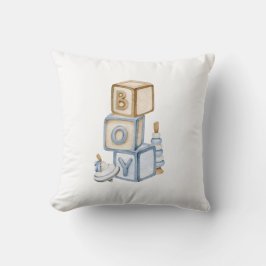 Det är en pojk-blå boho-träblock och Leksak Kudde