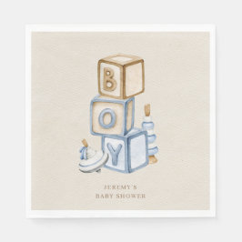 Det är en pojk-blå boho-träblock och Leksak Pappersservett