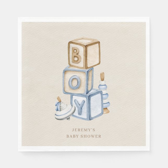 Det är en pojk-blå boho-träblock och Leksak Pappersservett (Framsidan)