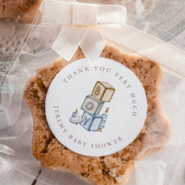 Det är en pojk-blå boho-träblock och Leksak Runt Klistermärke