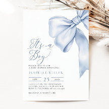 Det är en pojk Blue Bow Baby Shower