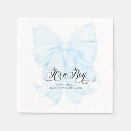 Det är en pojk Blue Bow Modern Elegant Baby Shower Pappersservett