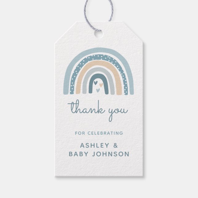 Det är en pojk Boho Rainbow Baby Shower Tack Presentetikett (Framsidan)