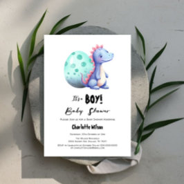 Det är en pojk-cute Watercolor Dinosaur Baby Showe Inbjudningar
