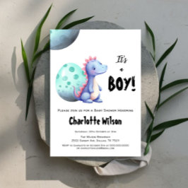 Det är en pojk-cute Watercolor Dinosaur Baby Showe Inbjudningar