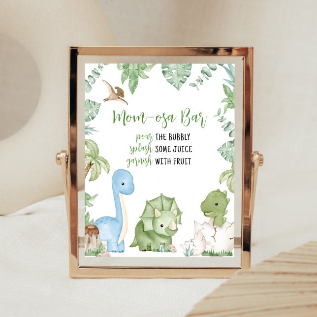 Det är en pojk-Dinosaur Baby Shower Mamma Osa Pub Poster (Greenery Boy Dinosaur Baby Shower Mom Osa Bar Sign)