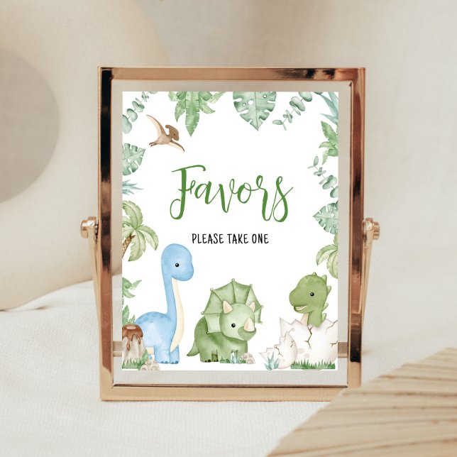 Det är en pojk-doktor-babyskor-favoriter poster (Greenery Boy Dinosaur Baby Shower Favors Sign)