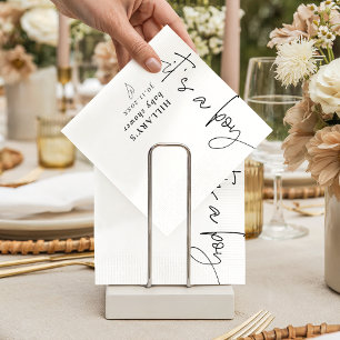 Det är en pojk Elegant Calligraphy Baby Shower Pappersservett