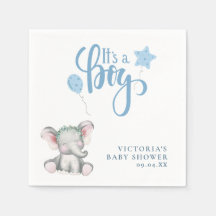 Det är en pojk Elephant Simple Script Baby Shower