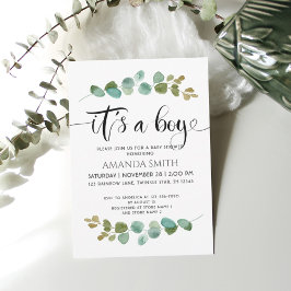 Det är en pojk Eucalyptus Baby Shower Inbjudningar