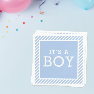 Det är en pojk Modern Light Blue Rand Baby Shower Pappersservett