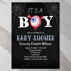 Det är en pojk-Monster Öga Halloween Baby Shower Inbjudningar
