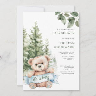 Det är en pojk Nalle Baby Shower Inbjudningar