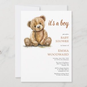 Det är en pojk Nalle Baby Shower Inbjudningar
