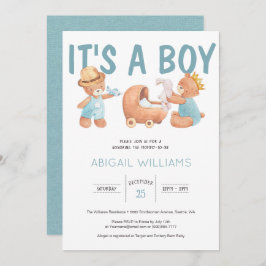 Det är en pojk Nalle Baby Shower Inbjudningar