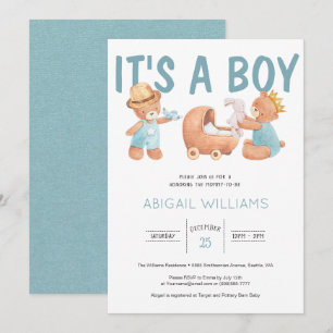 Det är en pojk Nalle Baby Shower Inbjudningar
