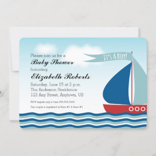 Det är en pojk Nautical Baby Shower Sailboat Inbjudningar