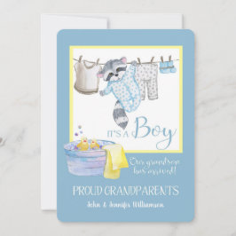 Det är en pojk - Proud Grandthers Announcement Clo Inbjudningar