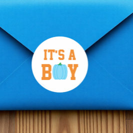 Det är en pojk Pumpkin Runt Klistermärke