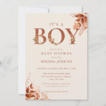 Det är en pojk-Rustic Fall Blommigt Brev Baby Show