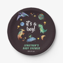 Det är en pojk- rymd-dosoaur Galaxy Baby Shower Pa