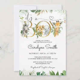 Det är en pojk-safari-jungle-babybojinbjudan inbjudningar