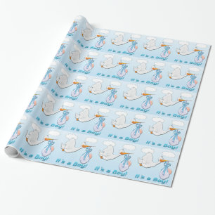 Det är en pojk Stork Baby Shower Wrapping Papper Presentpapper