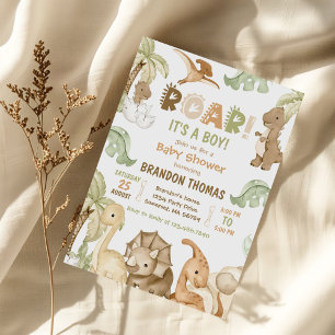 Det är en pojk-Watercolor Dinosaur Baby Shower Inbjudningar