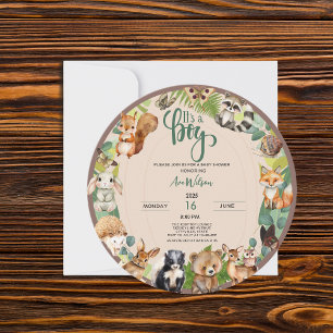 Det är en pojk Woodland Animals Forest Baby Shower Inbjudningar
