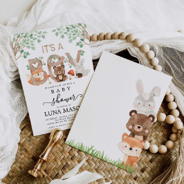 Det är en pojk Woodland Baby Shower Inbjudningar